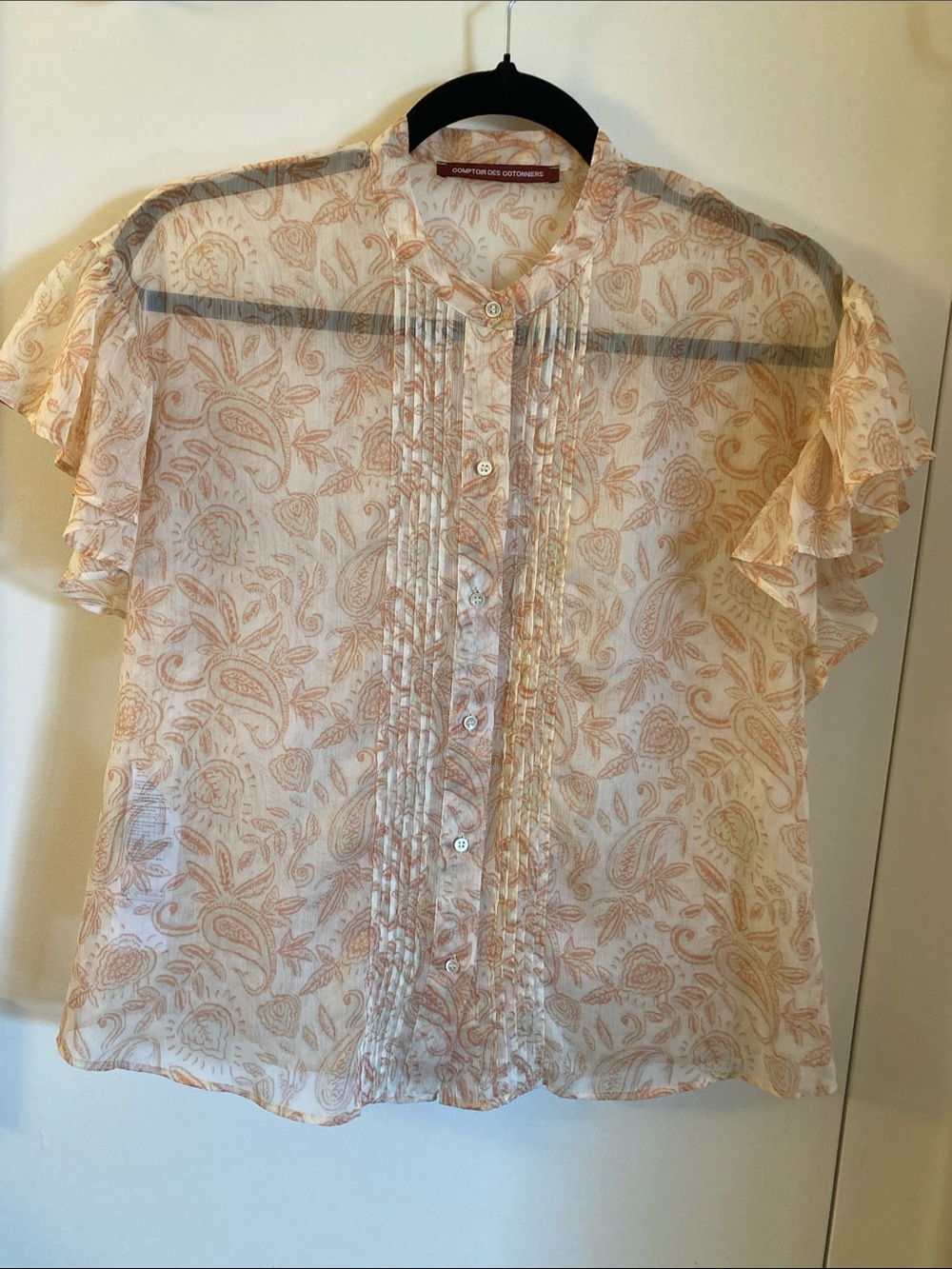 COMPTOIR DES COTONNIERS Women's Sheer Floral Button-Front Top - Peach,size XS